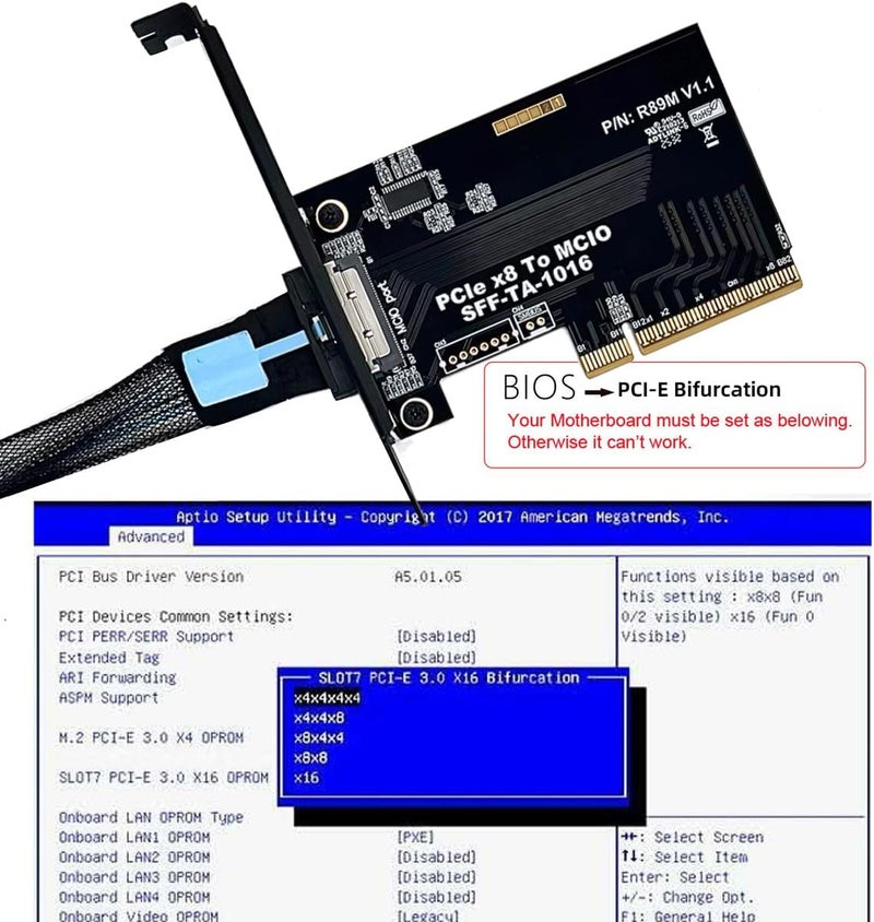 CY Card External MCIO 8i Mini Cool Edge IO SFF-TA-1016 to PCIE5.0 PCI-Express 8X VROC Adapter for Mainboard SSD Graphics Card - Image 3